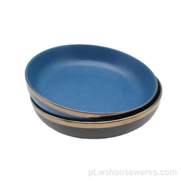 Cerâmica de prato de placa profunda de grés retrô nórdica